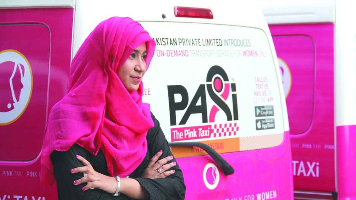 Pink EV taxi