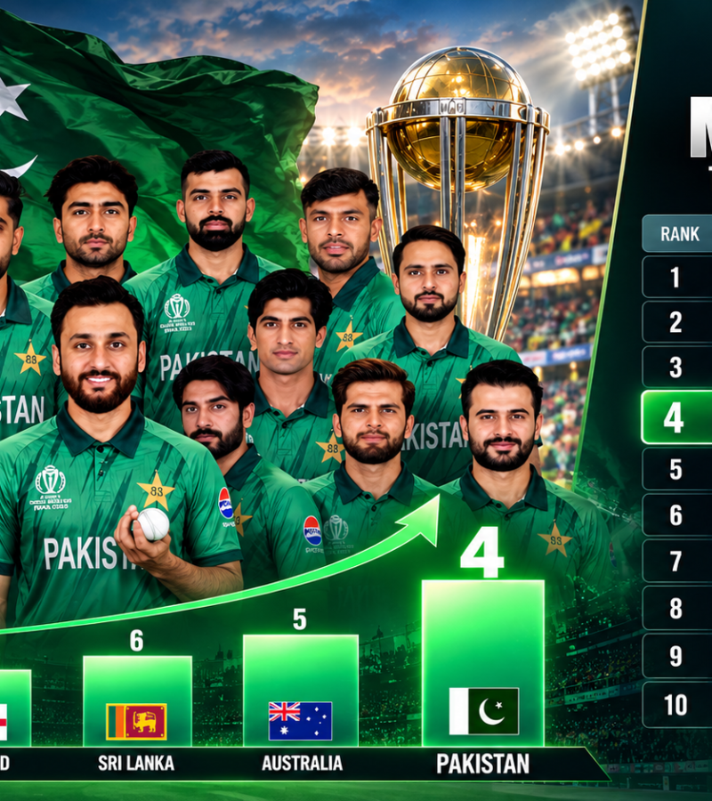 Pakistan Overtakes Australia to Claim 4th Position in Latest ICC Men’s ODI Team Rankings